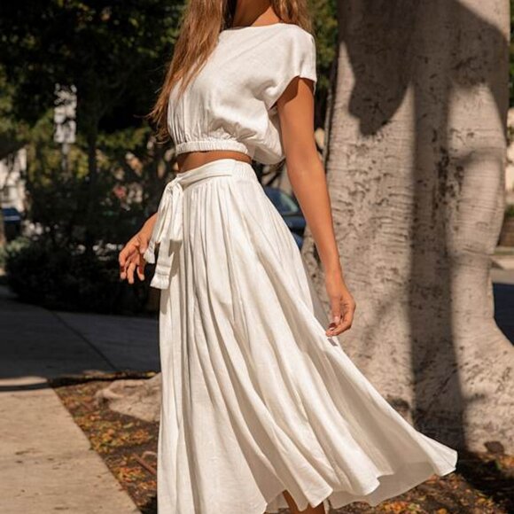 Lulus Brings You Back Ivory Two-piece Midi Dress White - Size M - Picture 1 of 1